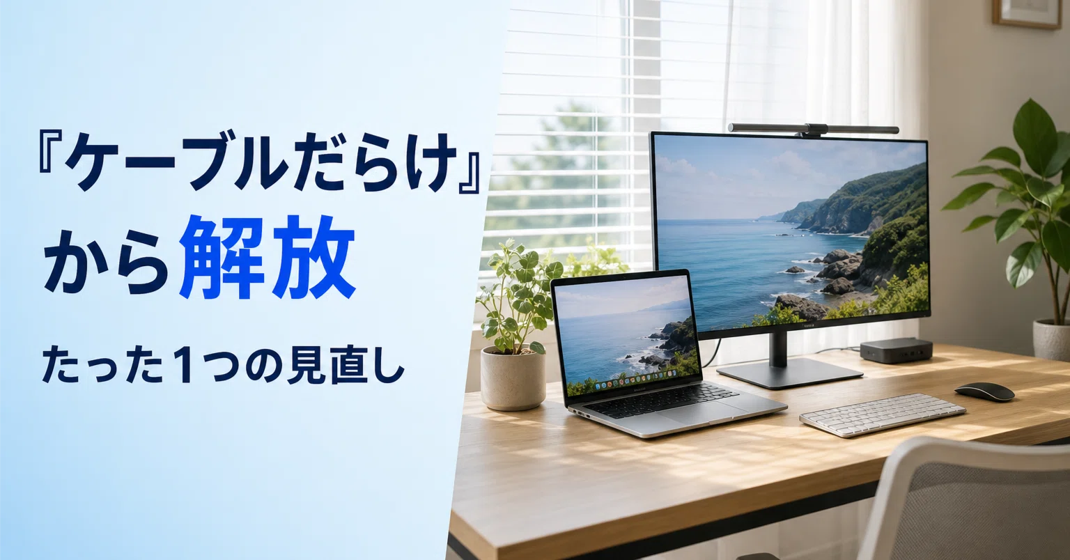 在宅ワークのデスクが「ケーブルだらけ」から解放された、たった1つの