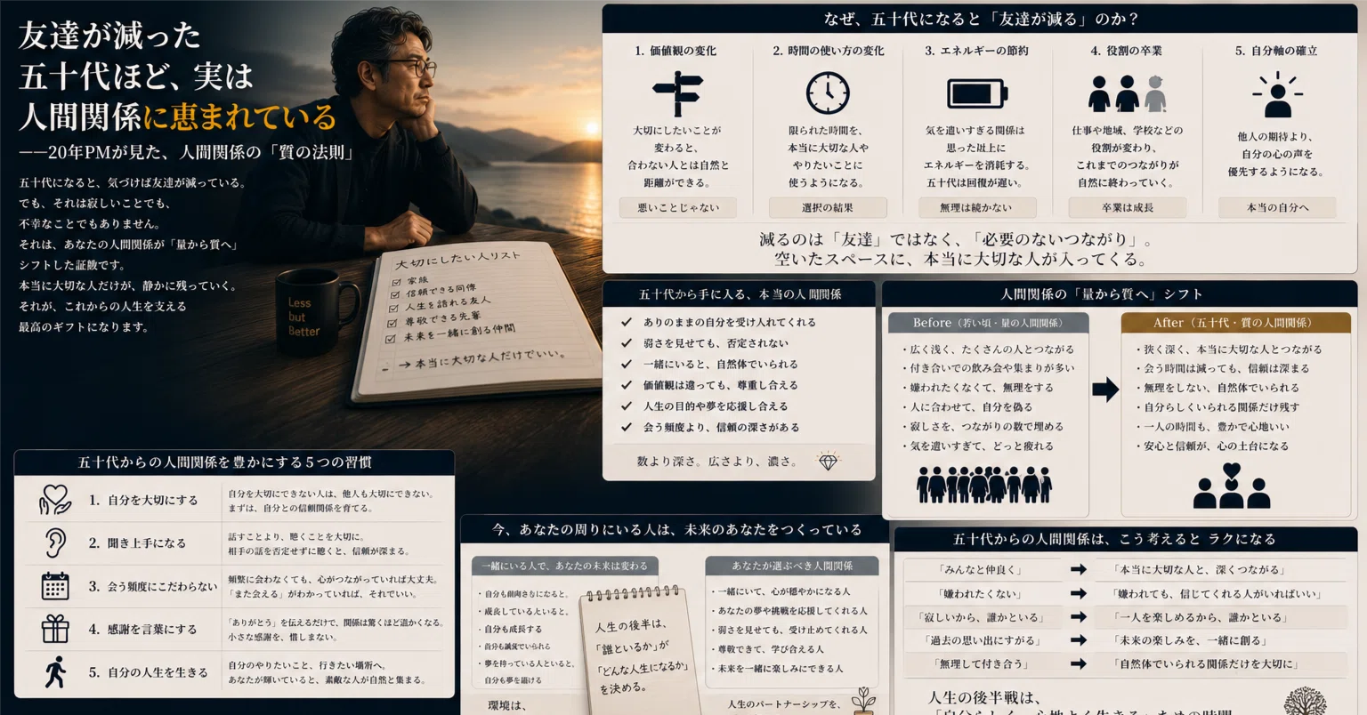 友達が減った五十代ほど、実は人間関係に恵まれている｜shiraco