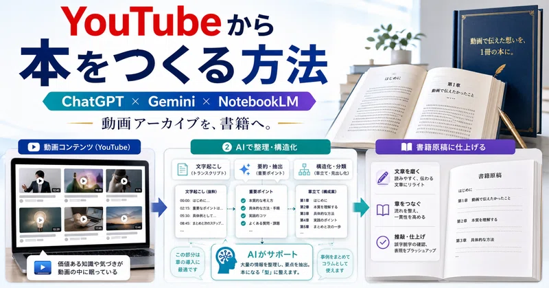 YouTubeは未来の書斎になる｜NotebookLM、Gemini、ChatGPTで数百本の動画から一冊の本をつくる方法