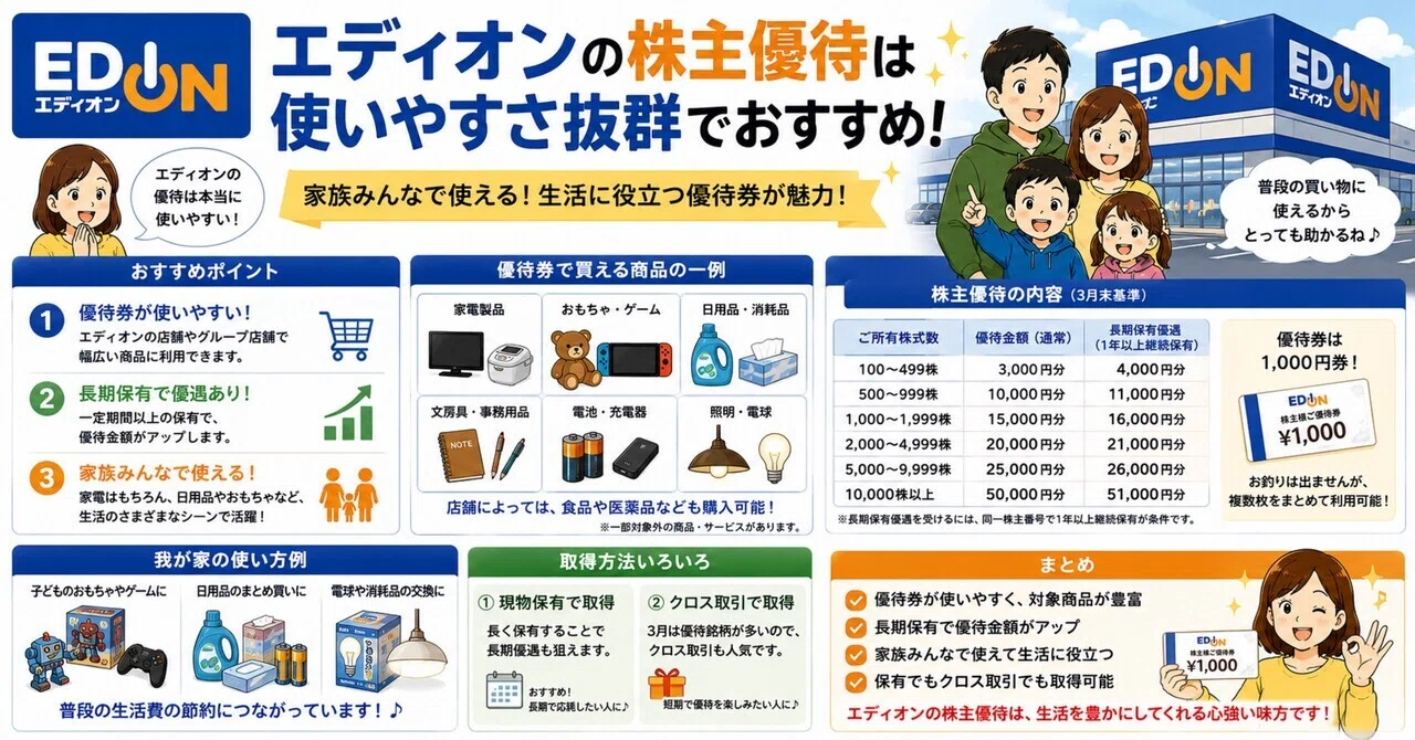 エディオンは優待目的で長く持ちたい銘柄という話｜tablis@スマート