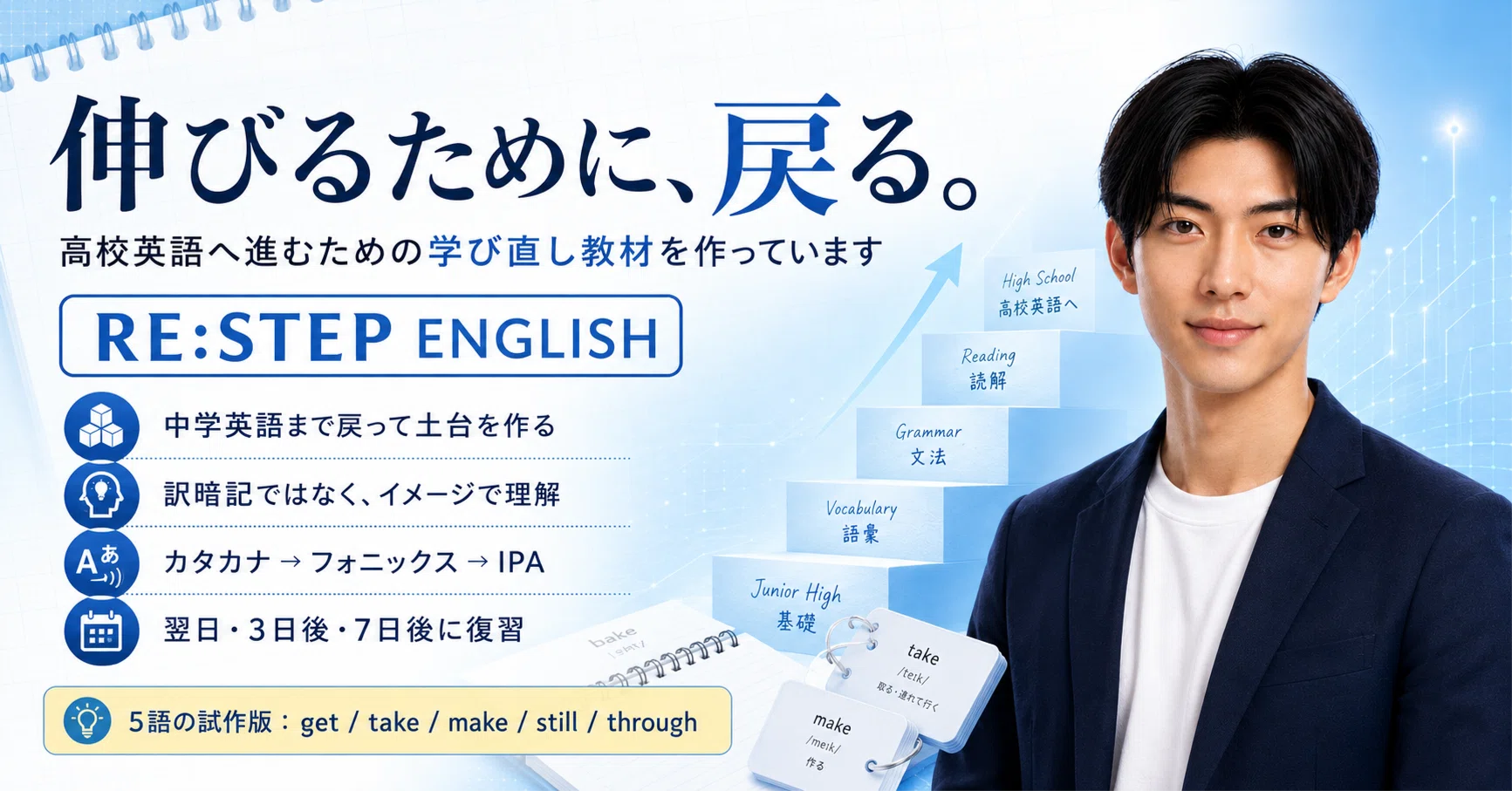 伸びるために、戻る。高校英語へ進むための学び直し教材を作っています