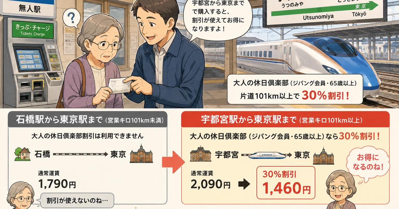 石橋駅で見かけた「大人の休日倶楽部」の不思議な切符購入｜10works