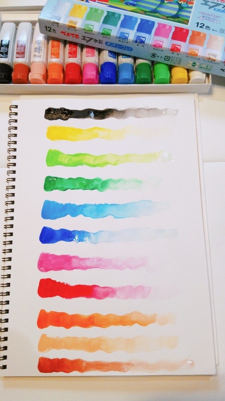 普通の水彩絵具で描いてみよう ぺんてるエフ水彩 発色実験編 山田 Note