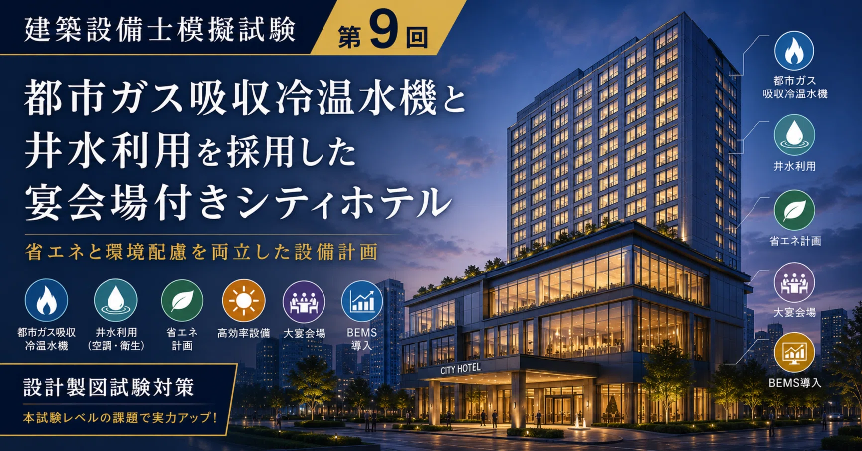 第9回【令和8年度 建築設備士二次試験】ホテル課題 完全模擬試験セット