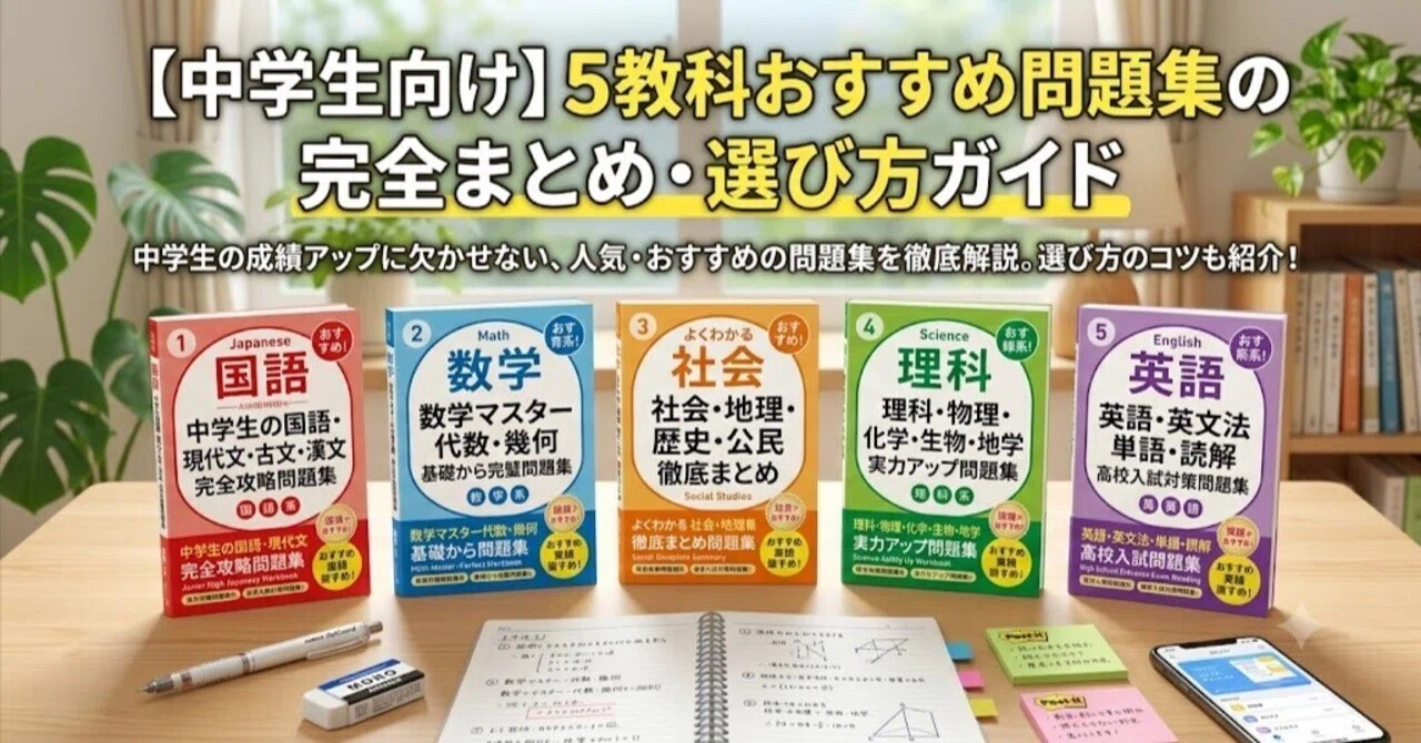 中学生向け】5教科おすすめ問題集の完全まとめ・選び方ガイド｜まさ