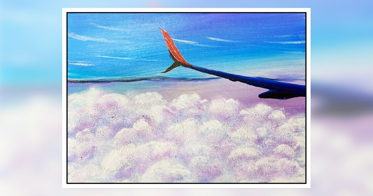 アクリル絵の具を使用した 飛行機から見る雲海 の描き方 初心者が簡単に絵を描く方法 Junya Art Note