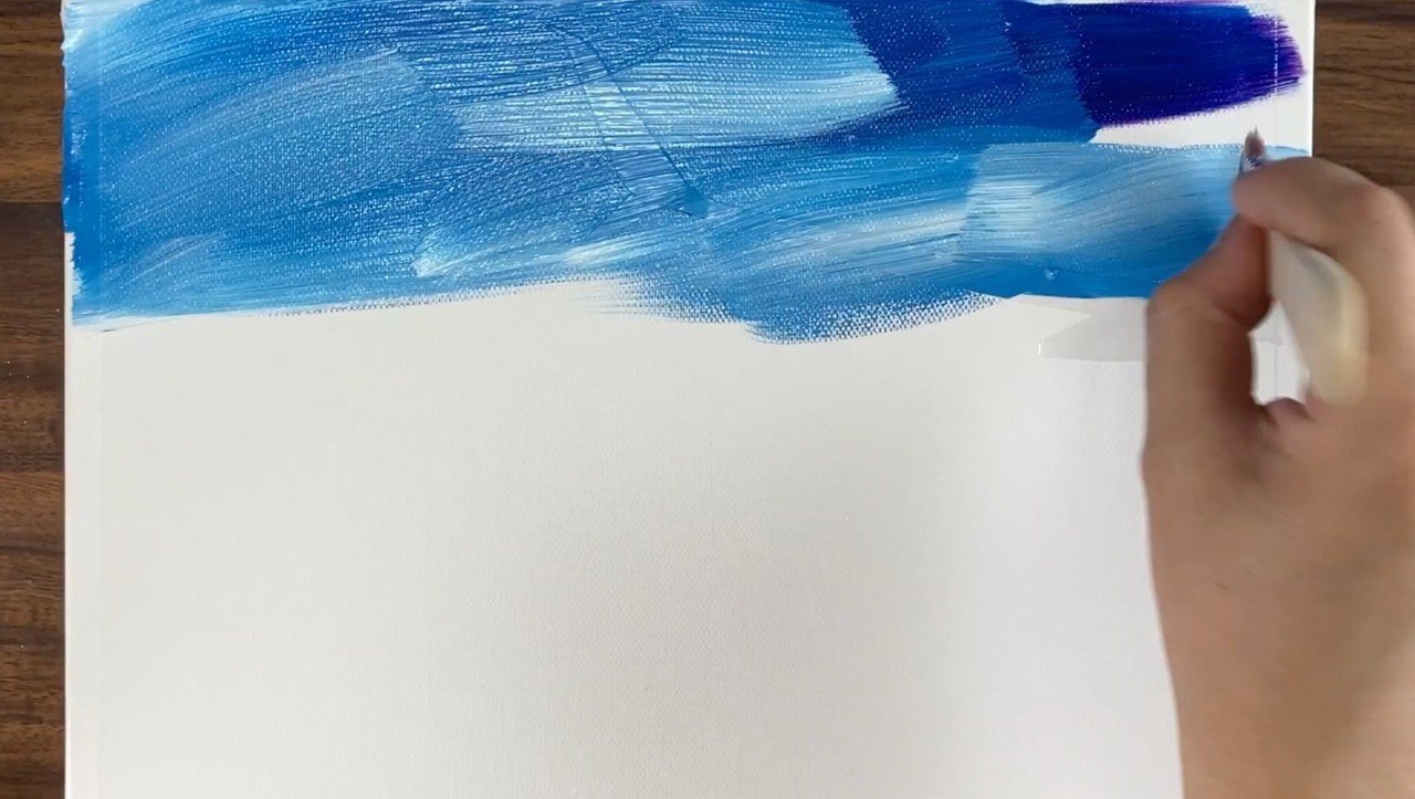 アクリル絵の具を使用した 飛行機から見る雲海 の描き方 初心者が簡単に絵を描く方法 Junya Art Note