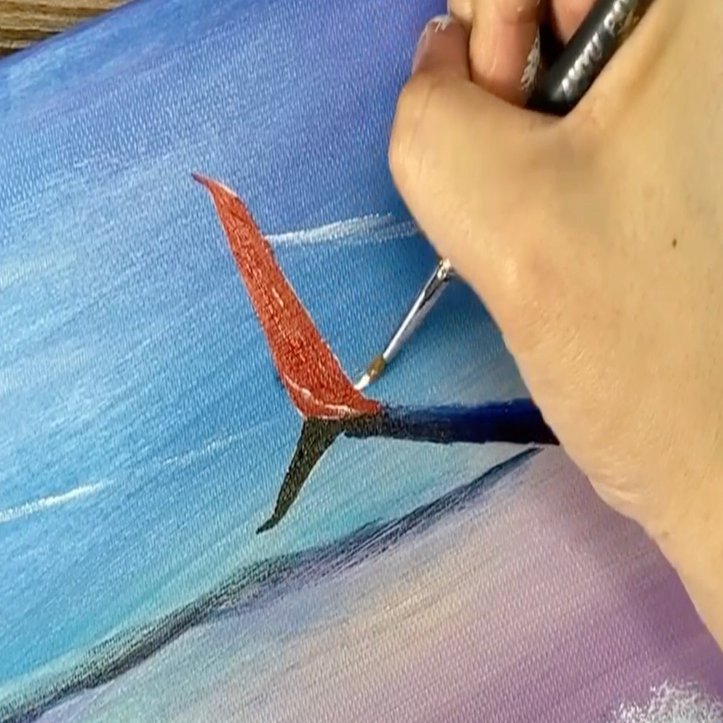 アクリル絵の具を使用した 飛行機から見る雲海 の描き方 初心者が簡単に絵を描く方法 Junya Art Note