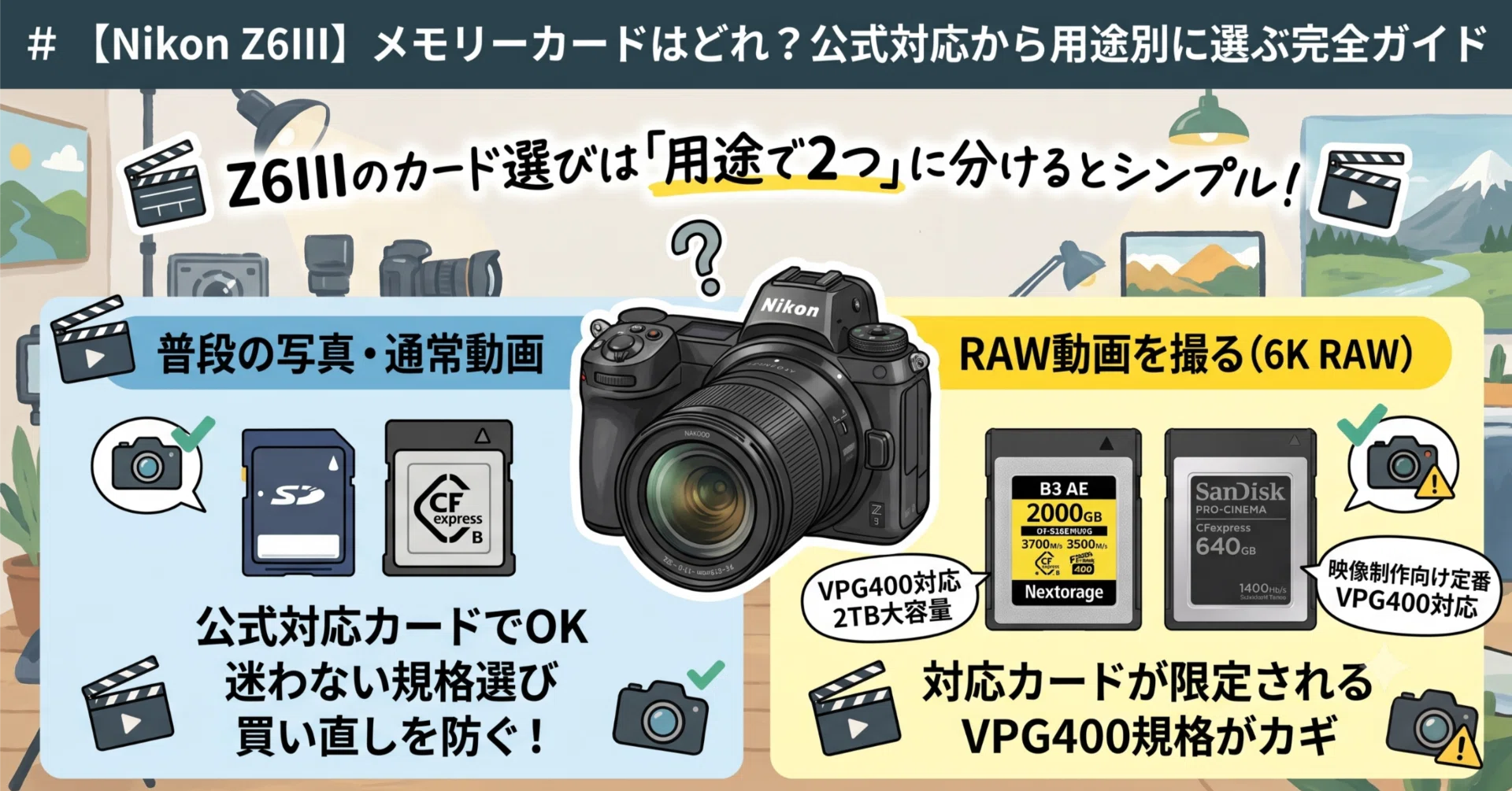 揃っていないもの、単体カード類（閲覧用） Nikon Z6III】メモリーカードはどれ？公式対応から用途別に選ぶ完全