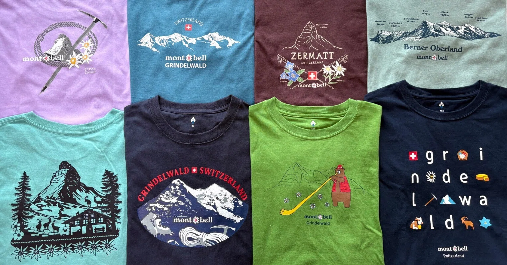 まち　まとめ売りmont-bell Tシャツ 6枚セット スイス購入品紹介🇨🇭モンベルのご当地Tシャツはいいぞ｜皆既日食