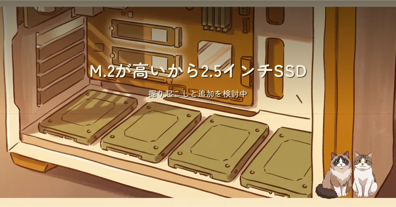 M.2が高いのでSSDを掘り起こし、2.5インチ追加を検討中の話