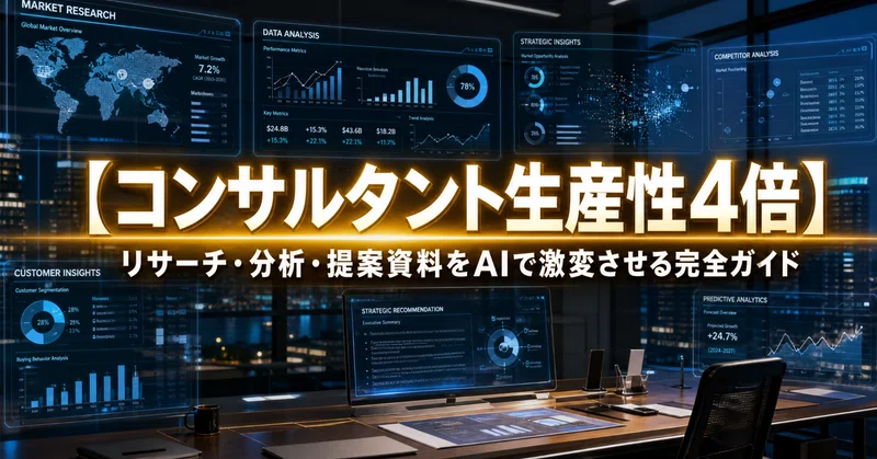 【コンサルタント生産性4倍】リサーチ・分析・提案資料をAIで激変させる完全ガイド