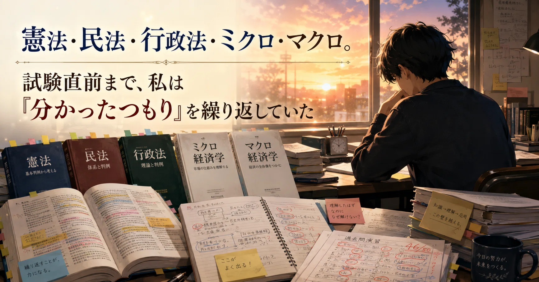 憲法・民法・行政法・ミクロ・マクロ。試験直前まで、私は「分かった