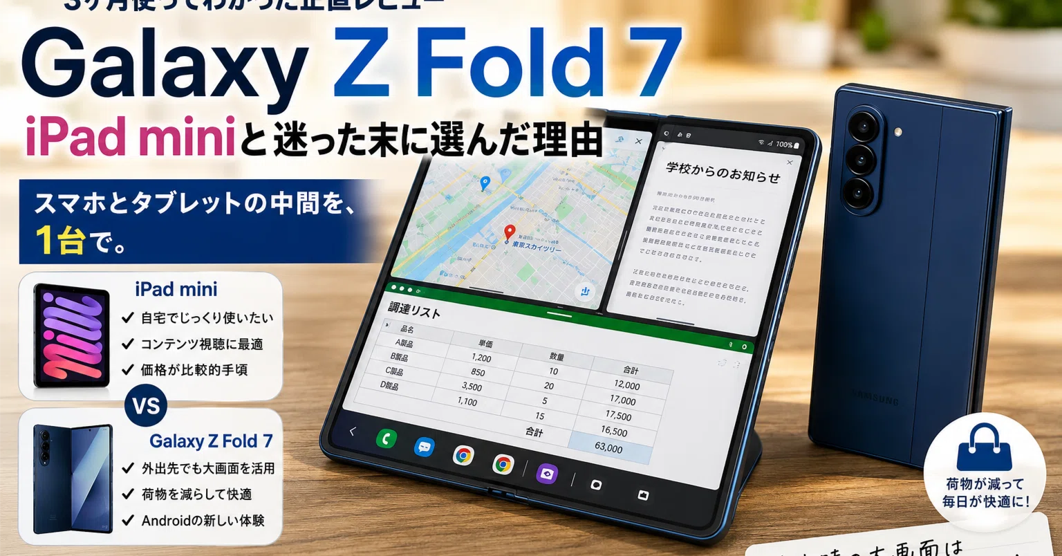 Gallery Z fold 7と ipad miniを比較｜Gadge310
