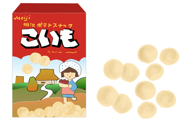 昭和の可愛いスナック菓子 明治こいも トロッコ Note