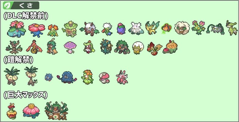 ポケモン剣盾 ランクバトル使用可能ポケモンタイプ別一覧表 鎧の孤島編 明日葉 Note