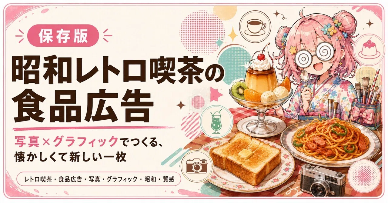 16｜昭和レトロ喫茶の食品広告プロンプト写真×グラフィックでつくる