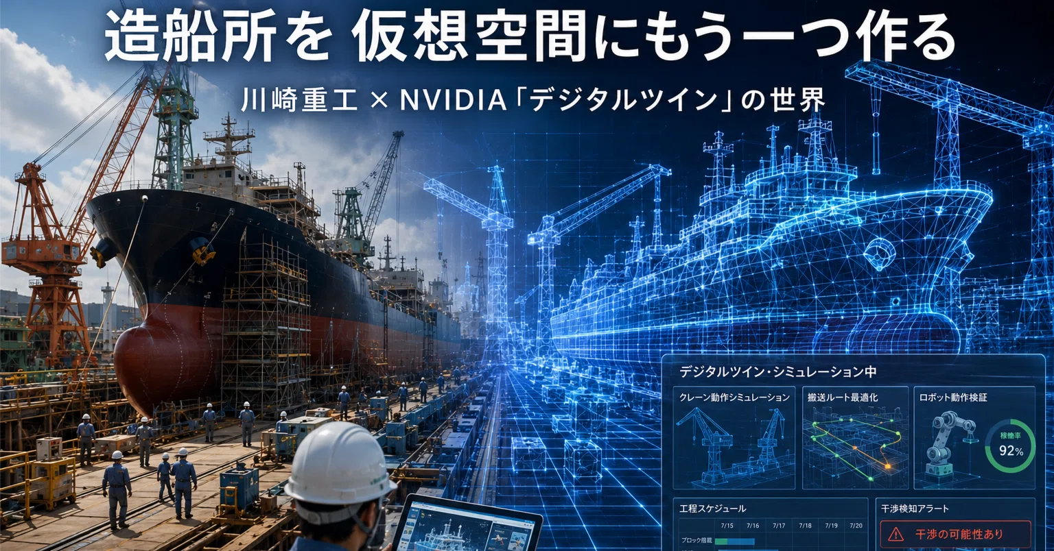 NVIDIAが造船所へ？川崎重工が仮想空間につくる「もう一つの造船所
