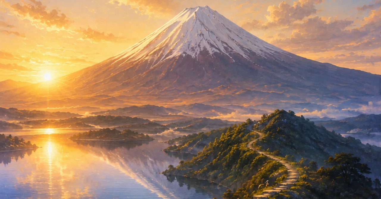 光のゆくへ AI富士山日本風景画｜GANDEAUX（がんどうあつし）