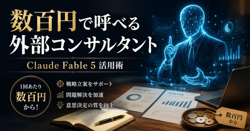 最高知能のClaude Fable 5を、数百円で「外部コンサルタント」として使う｜月額契約せず、必要な瞬間だけ最高峰の知性を呼び出す