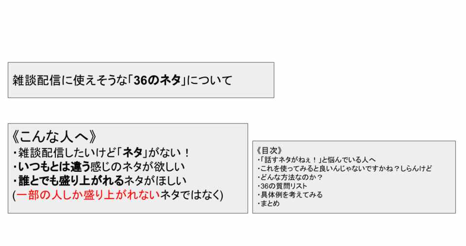 雑談配信に使えそうな 36のネタ について 裏切マコト Note