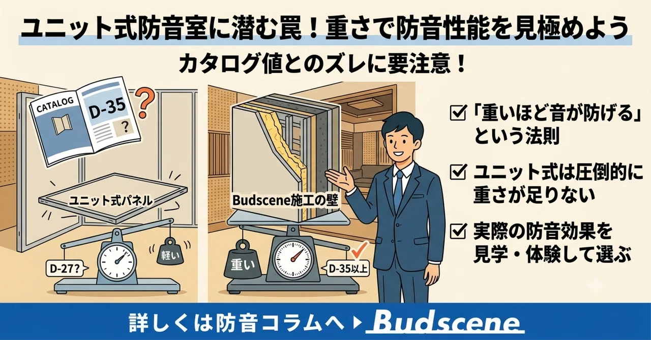 ユニット式防音室に潜む罠！重さで防音性能を見極めよう｜株式会社Budscene