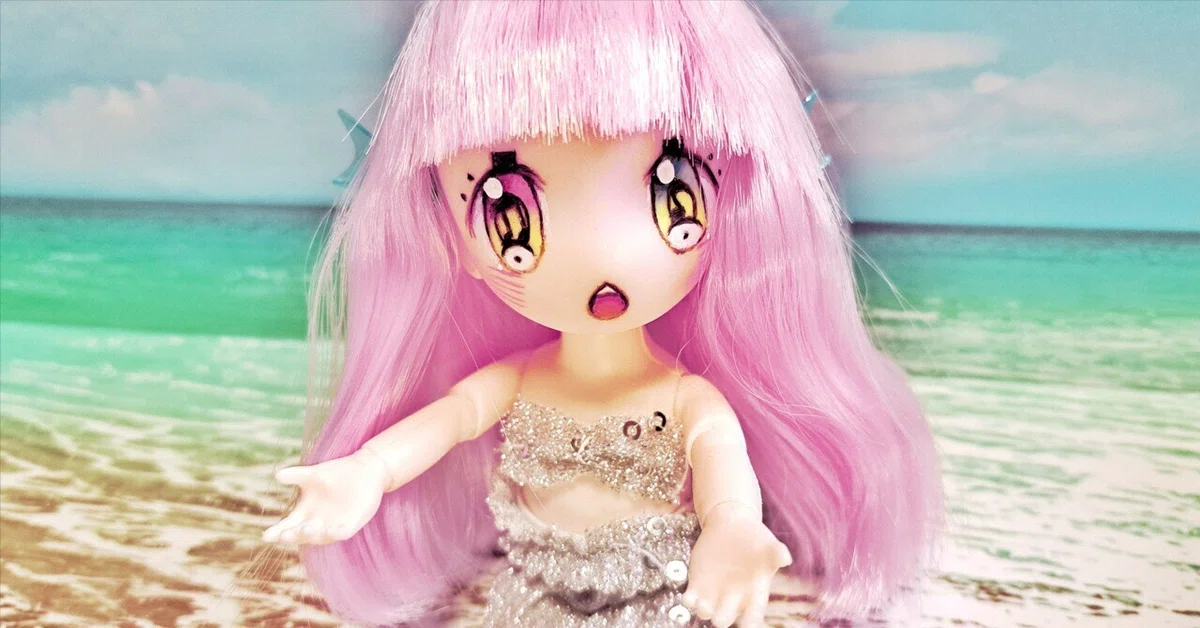 音楽大好きちゃん」セリアドールカスタム（アイペイント）｜みじんこ