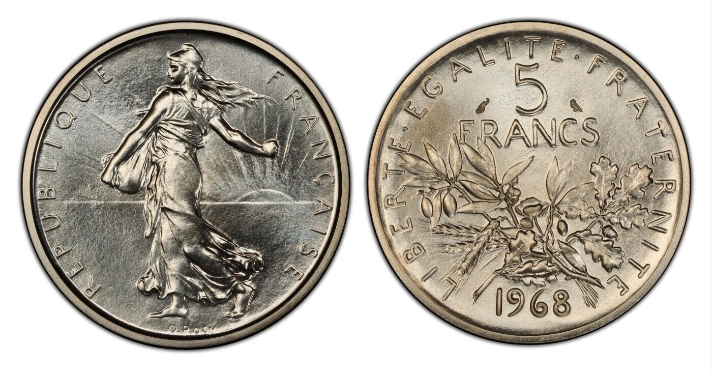 フランス 種蒔く少女 5フラン銀貨｜フランス革命の女神マリアンヌが