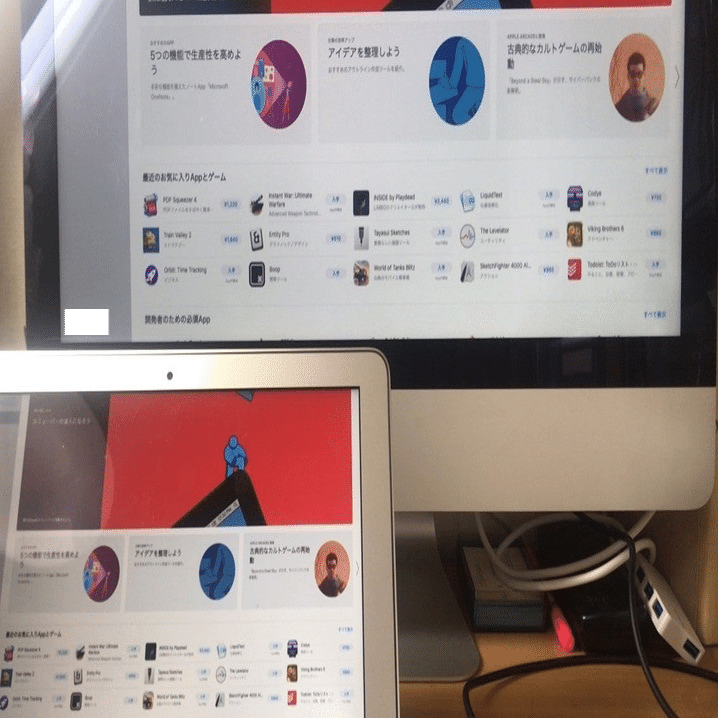 iMac2012、21.5inchを、MacBook Air2015、11.6inchの外付けモニター