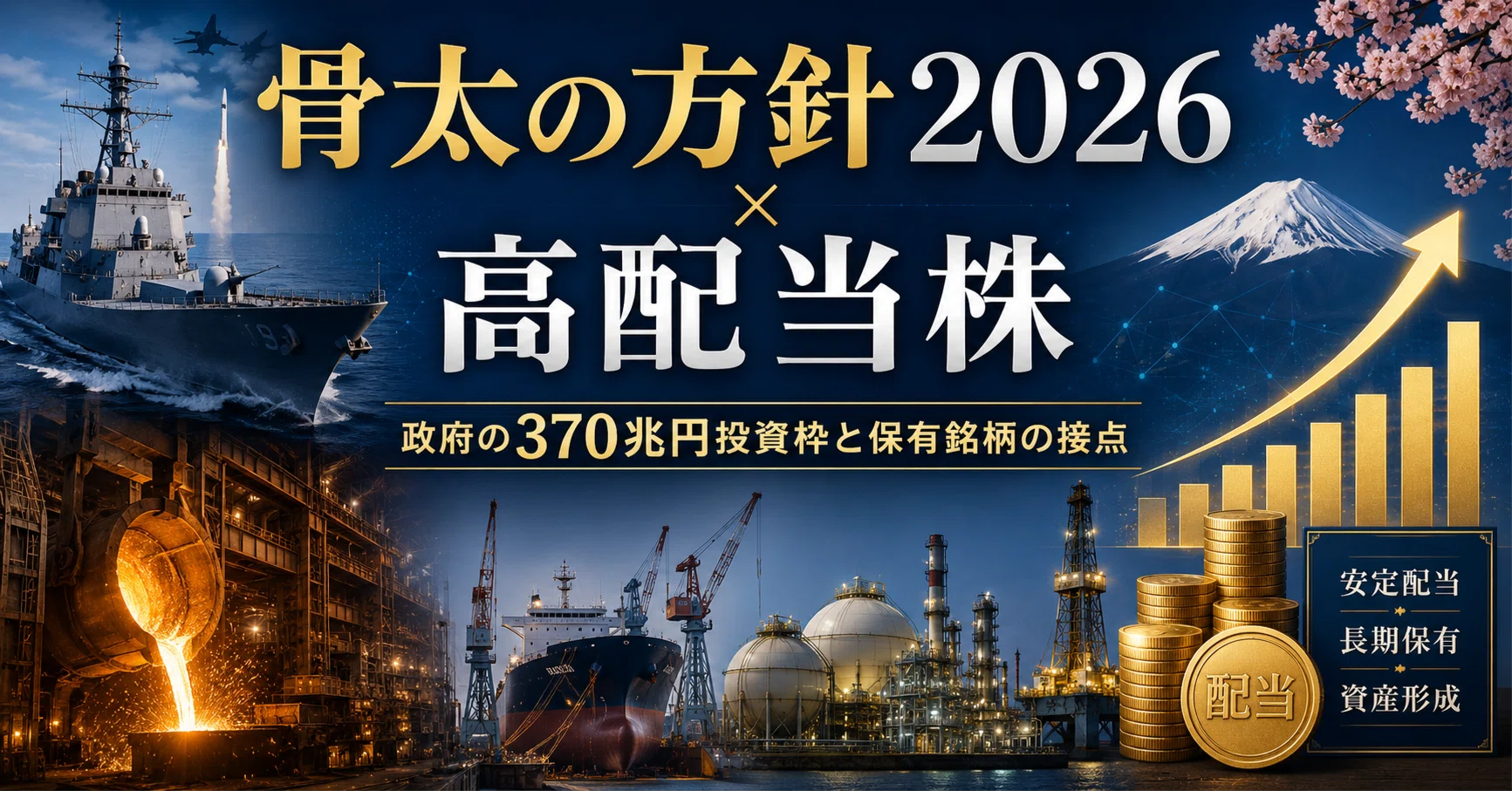 骨太の方針2026×高配当株｜政府の370兆円投資枠と保有銘柄の接点｜しま