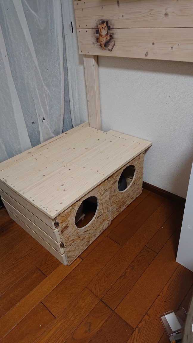 猫トイレのカバー兼日向ぼっこ用デッキとキャットタワーの爪とぎの交換をしてみました キャットハウスまいける Note