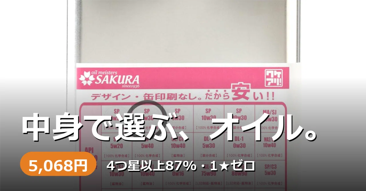 ワケあり」表示のエンジンオイル、中身は普通に良品だった。SAKURA製4L