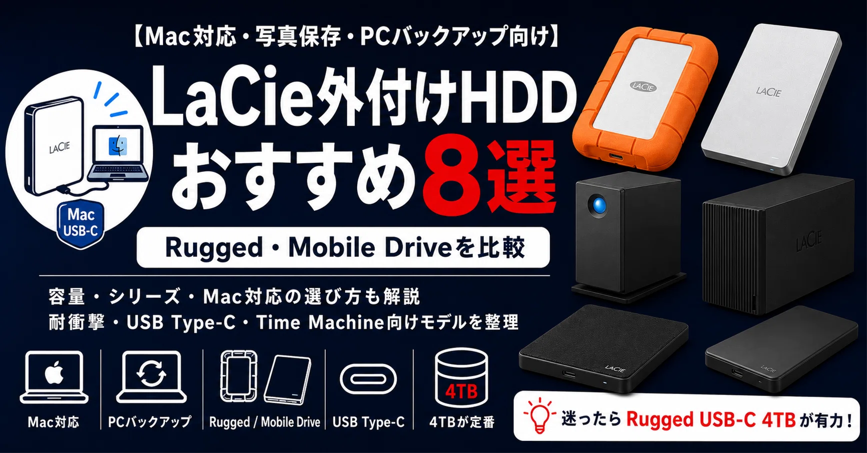 LaCie外付けHDDおすすめ8選｜Mac対応・耐衝撃モデルを容量別に紹介