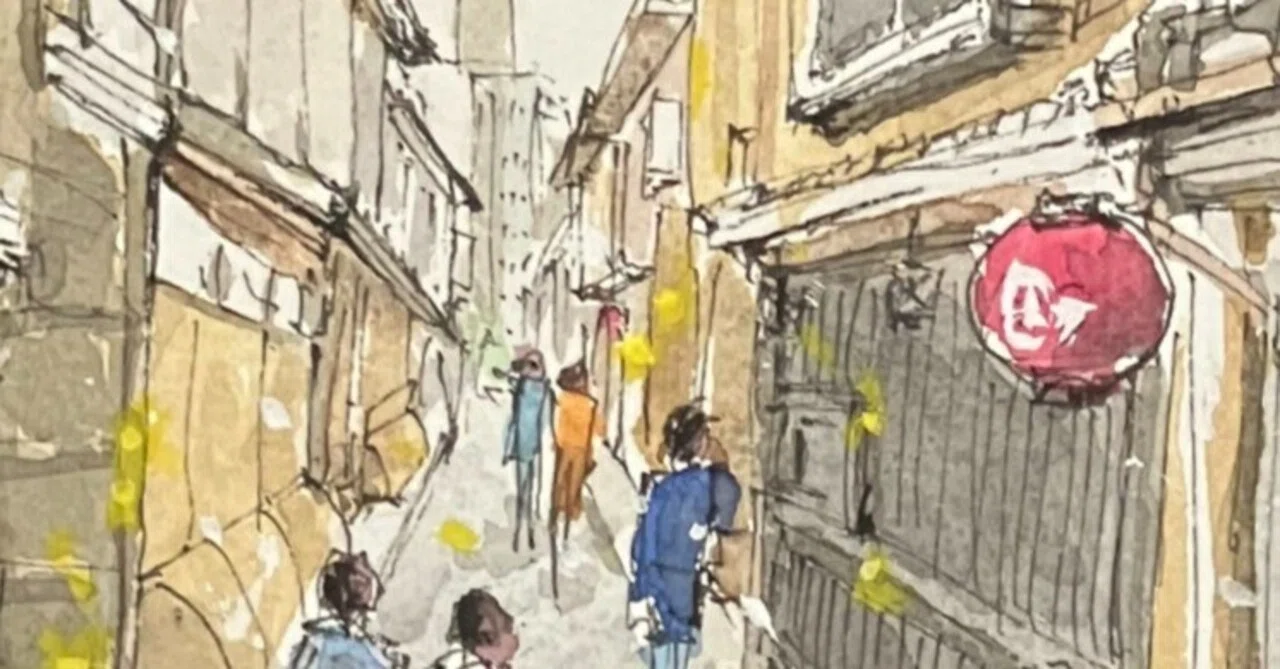 建物の町原画A4サイズです。 🌊新作のご紹介✨ 『Venice Alley