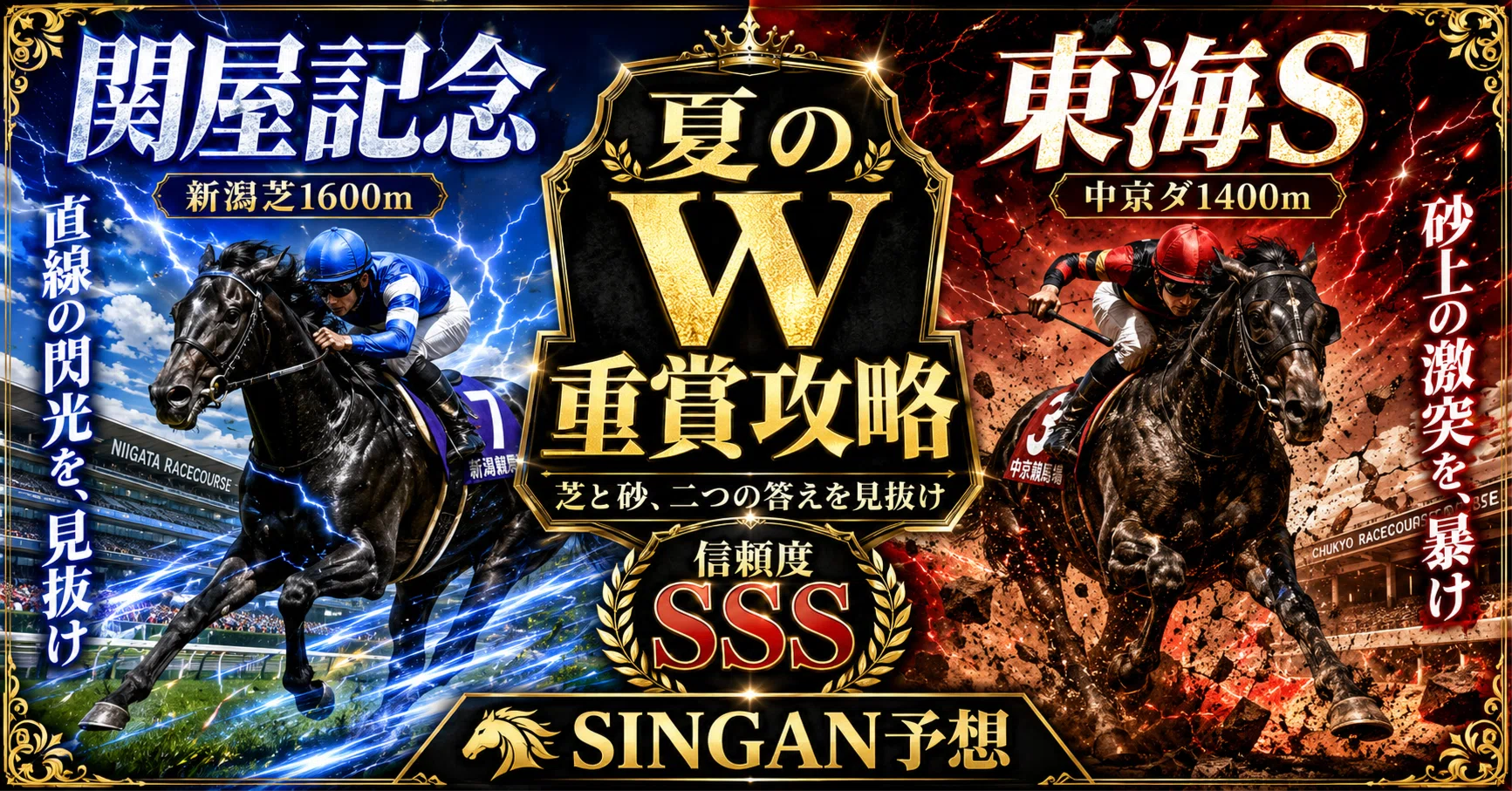 関屋記念 東海S 7/26 中央競馬 新潟,中京7R 【信頼度SSS】※再販