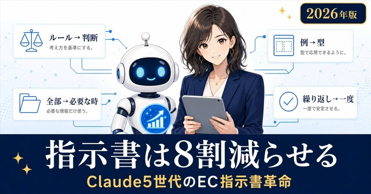 2026年版】Claude5世代のEC指示書革命｜8割減でも性能は落ちない｜AI