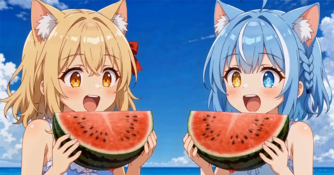 Meino-ha's Watermelon Splitting!｜めいのは✨️AIといっしょに創る