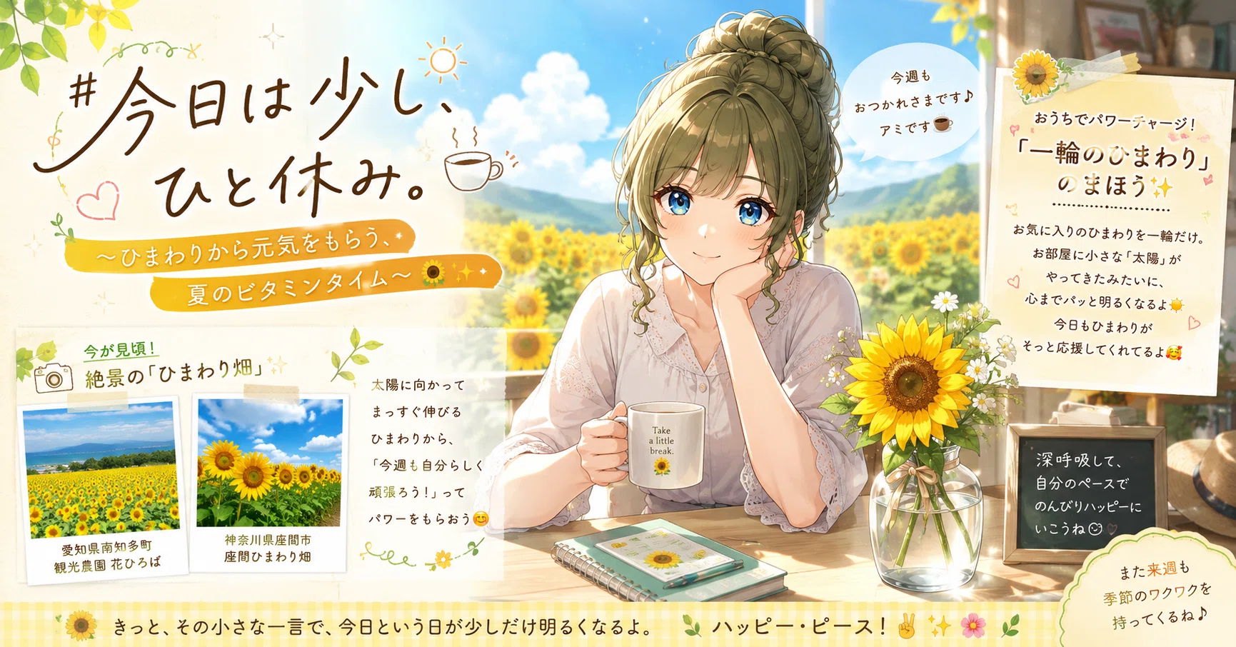 今日は少し、ひと休み。】〜ひまわりから元気をもらう、夏のビタミン