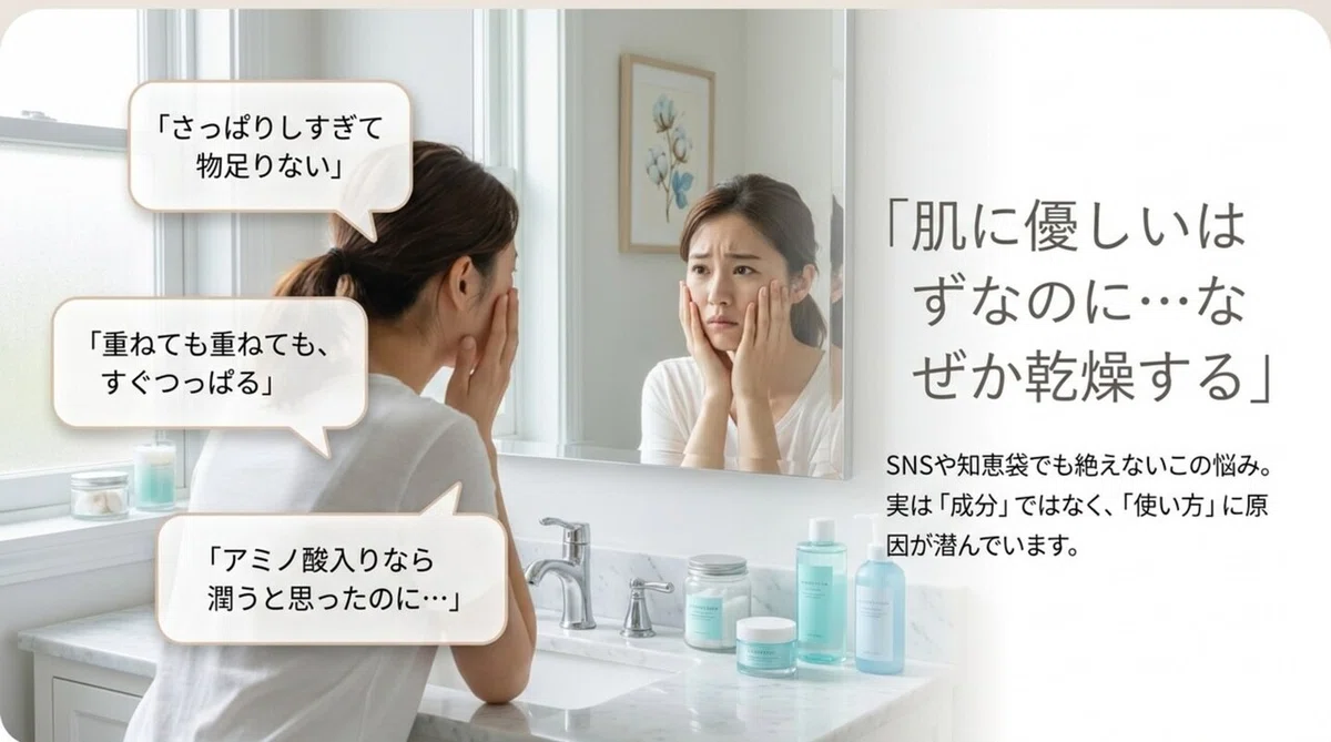 アミノ酸化粧水:「効果を感じにくい」と言われる理由の図解
