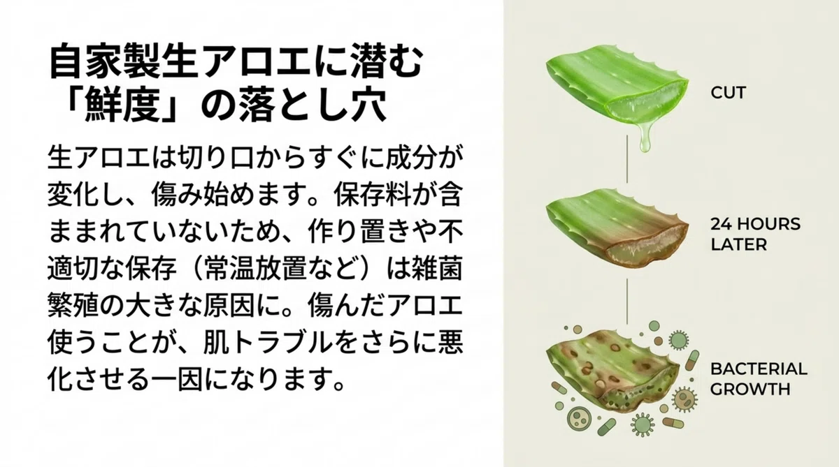 アロエ：保存方法と選び方の見直しの図解