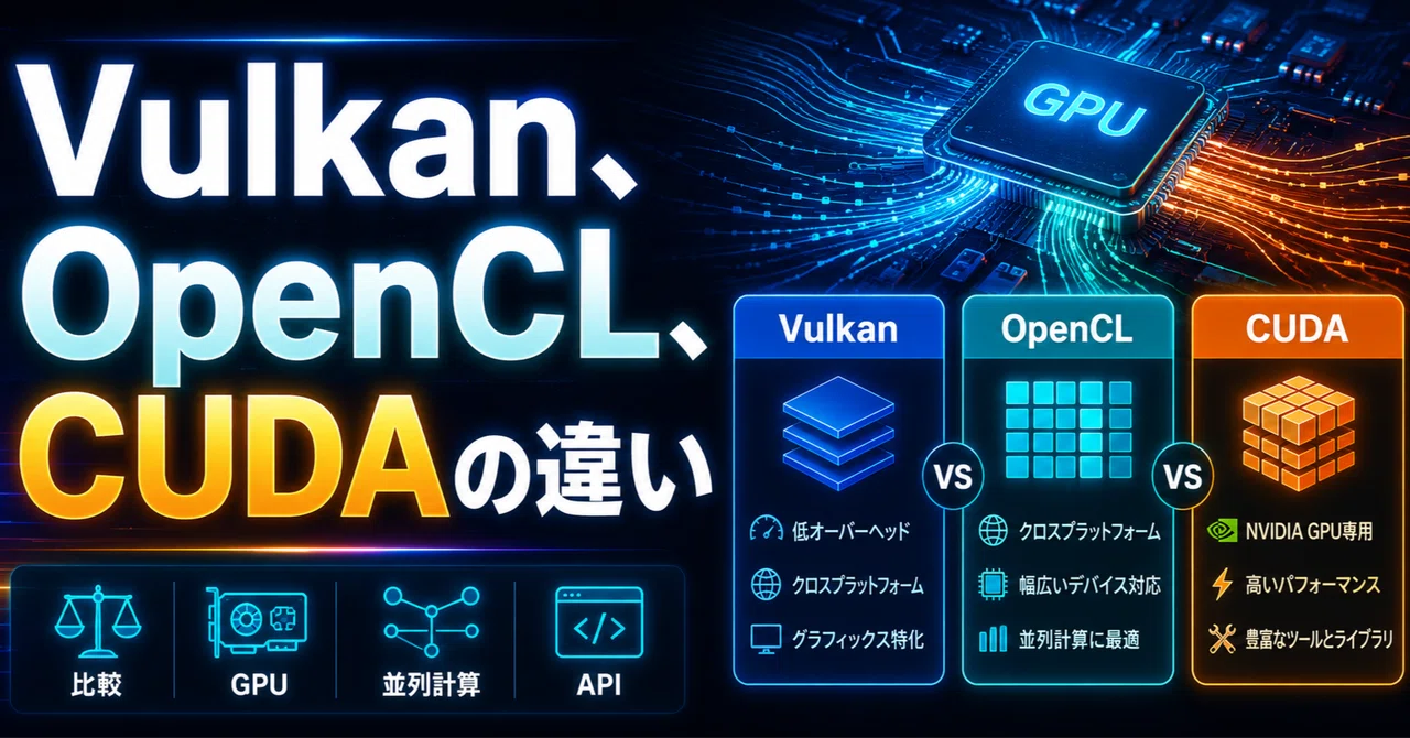 Vulkan、OpenCL、CUDAの違いをわかりやすくまとめました！｜天霧まを
