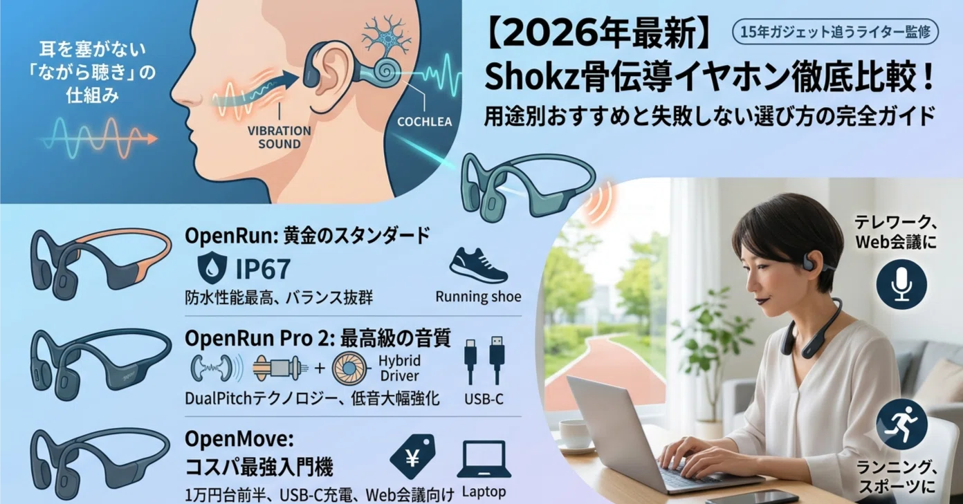 2026年最新】Shokz骨伝導イヤホンを徹底比較！用途別おすすめと失敗