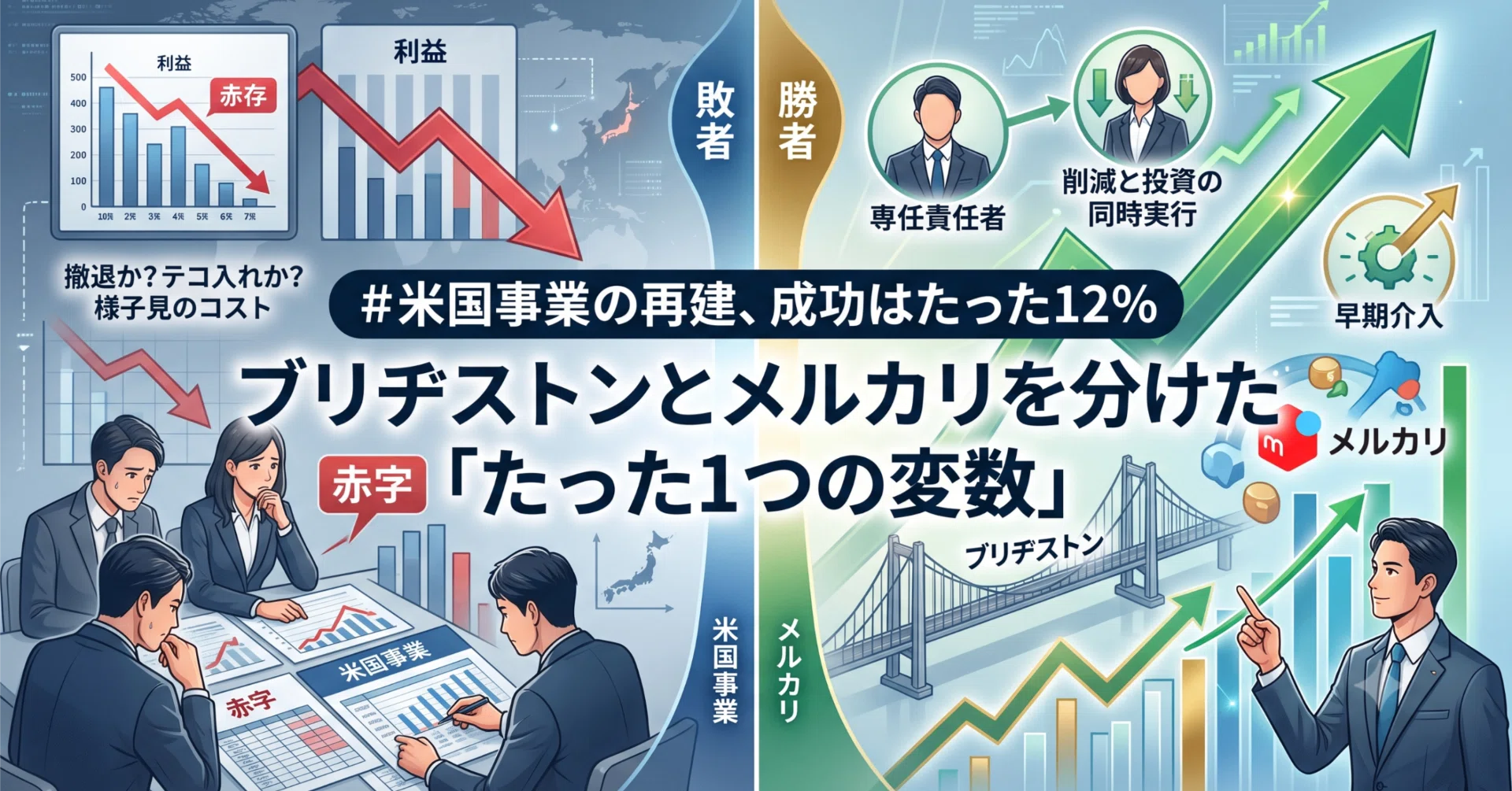 米国事業の再建、成功はたった12%。ブリヂストンとメルカリを分けた