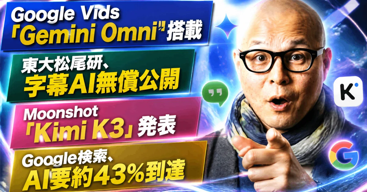 Threads Dm Google Vids와 Gemini Omni로 아바타 영상 생성/도쿄대 강의 자막 AI/Kimi K3 2.8조 파라미터/Meta ...