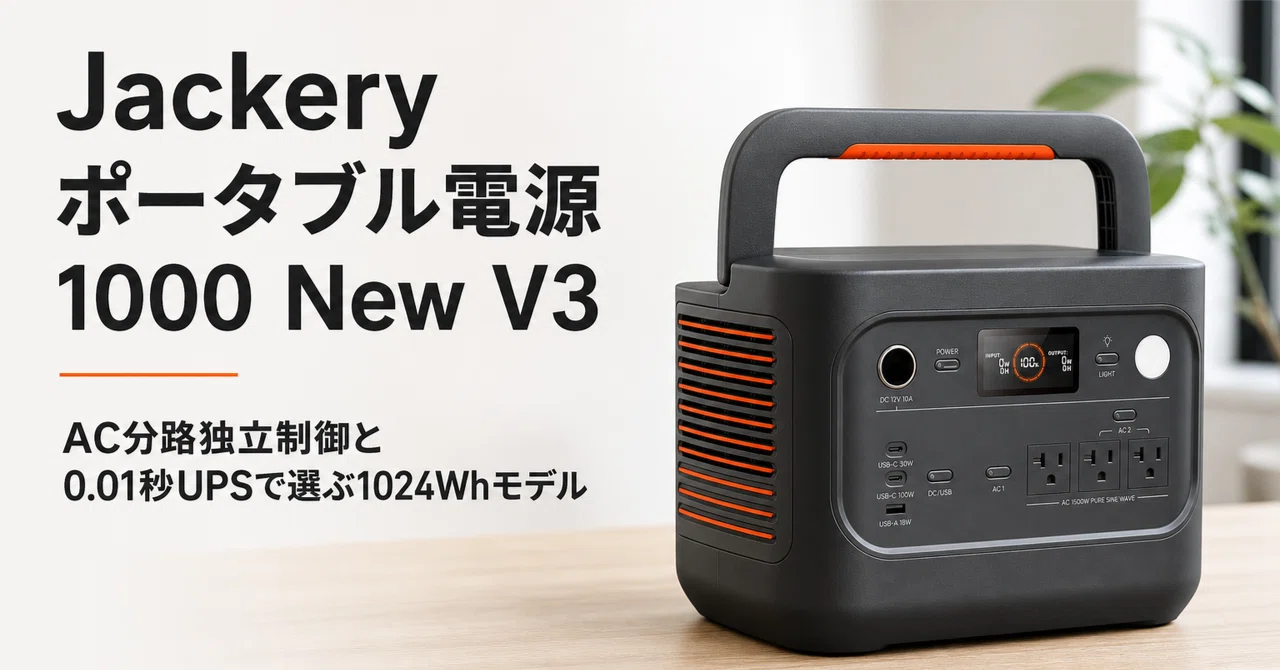 Jackery ポータブル電源 1000 New V3 のレビュー・口コミ評判と特徴 AC