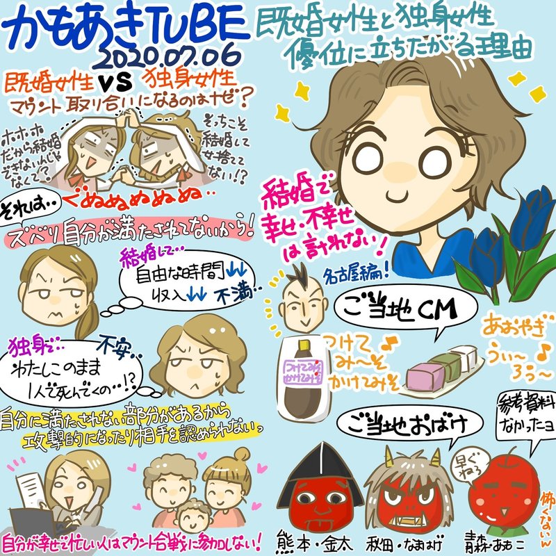 かもあきtube感想年7月6日 既婚女性と独身女性 優位に立ちたがる理由 きょこ 漫画 家 Apdだけど楽しく生きてます 仮 21年刊行予定 Note
