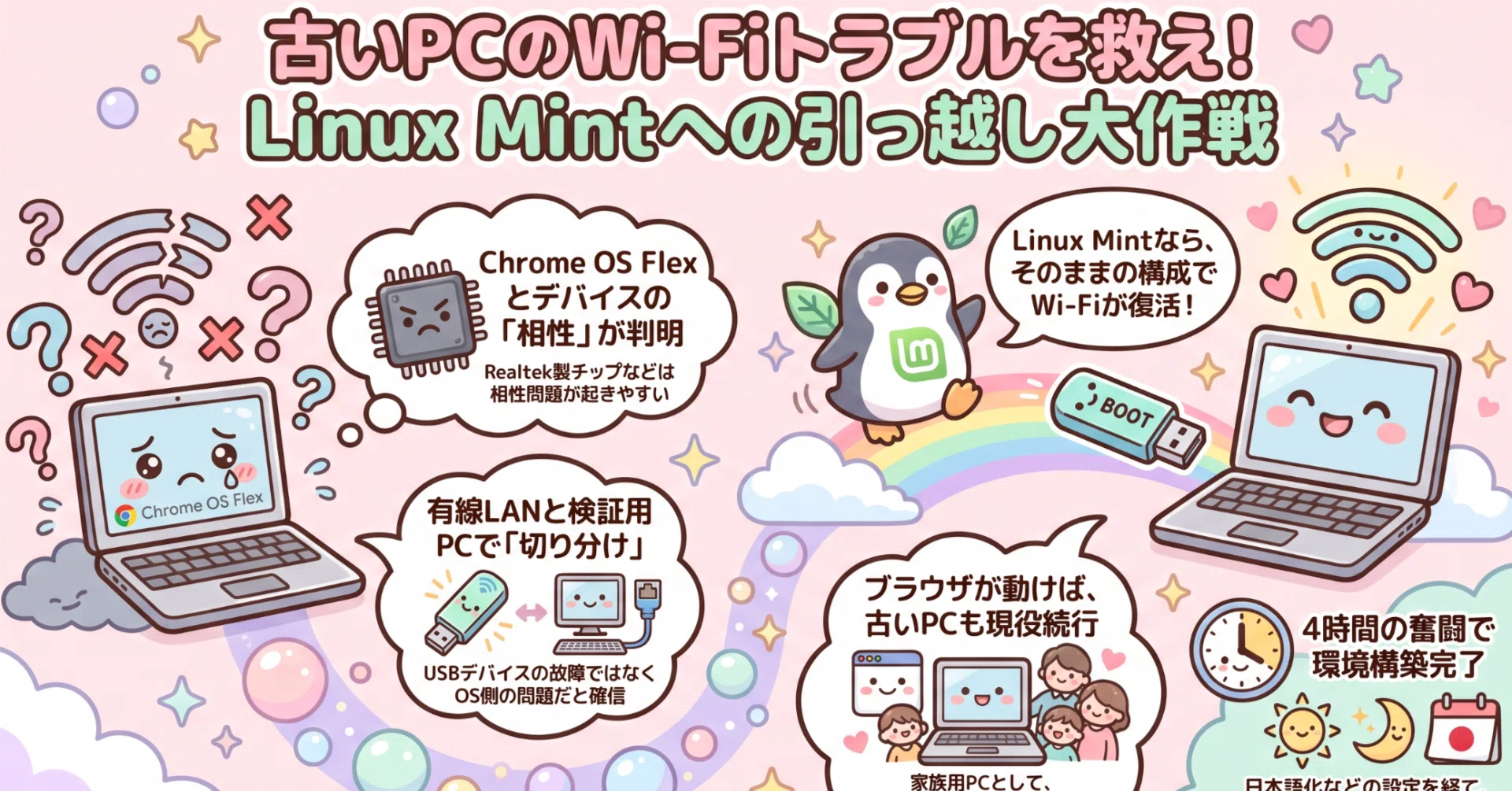 久々のLinux OS】古いノートPCのWi-FiトラブルからLinux Mint導入まで