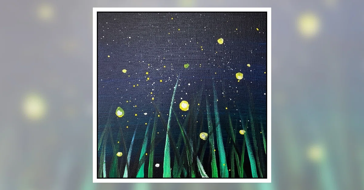 アクリル絵の具を使用した「夏夜のホタル」の描き方 / 初心者が簡単に 
