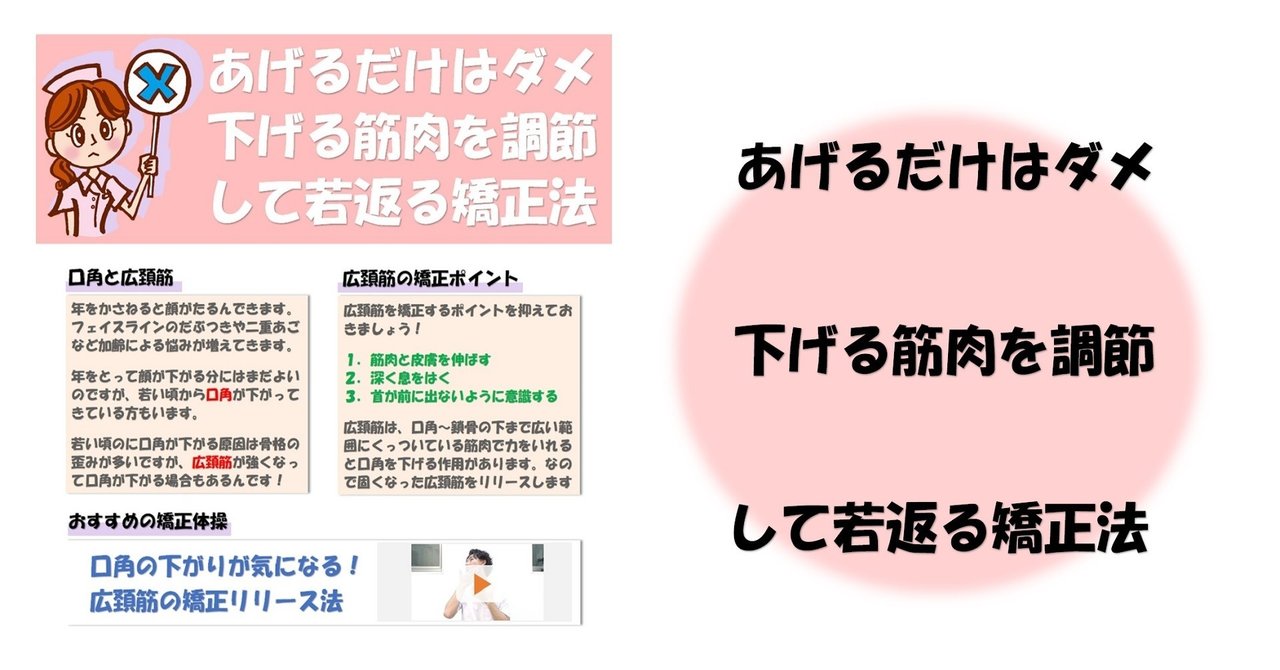 あげるだけはダメ 下げる筋肉を調節して若返る矯正法 Revisionginza Note