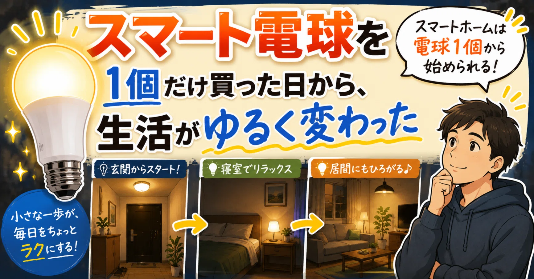 スマート電球を1個だけ買った日から、生活がゆるく変わった｜暮らしを